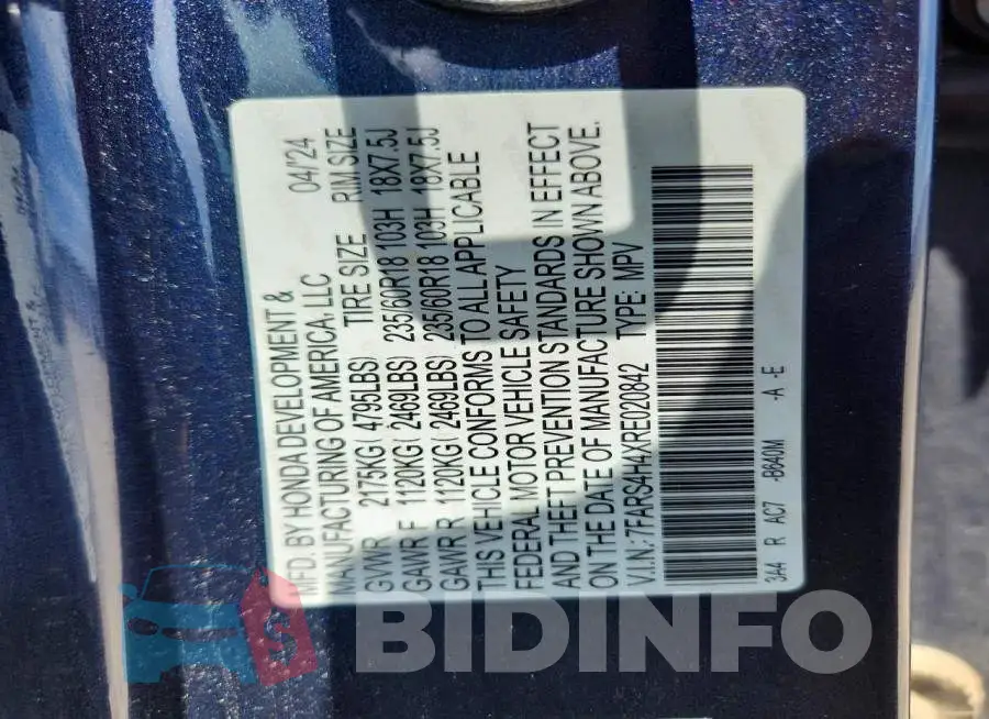 7FARS4H4XRE020842 Photo# 12