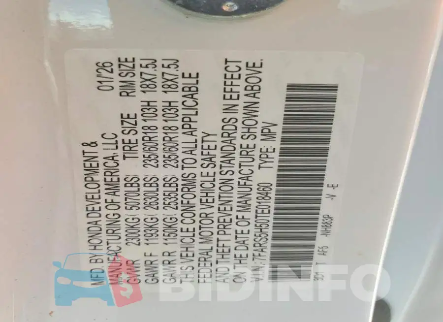 7FARS5H50TE018460 Photo# 14