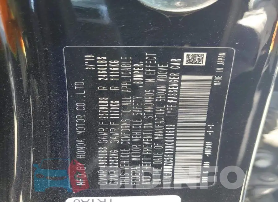 JHMZC5F1XKC001619 Photo# 12