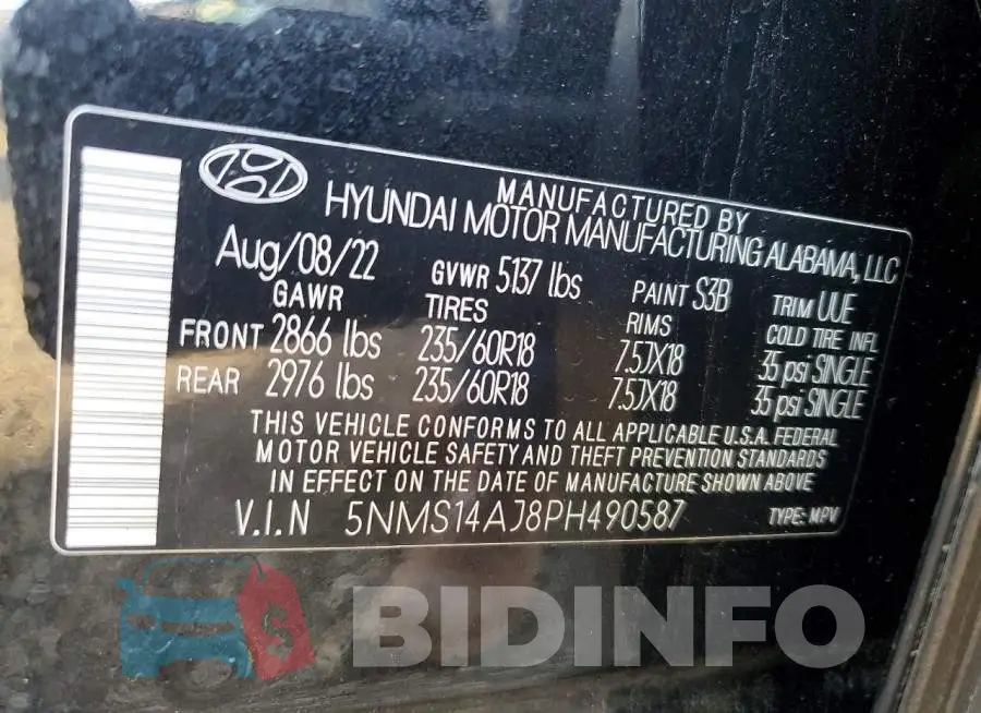 5NMS14AJ8PH490587 Photo# 13