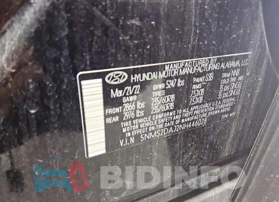 5NMS2DAJ2NH446028 Photo# 13