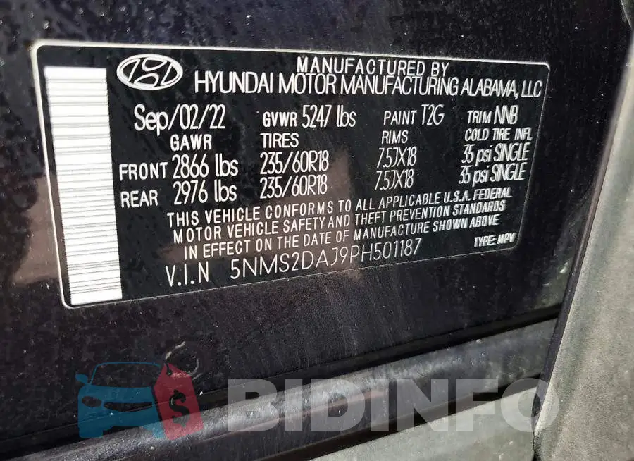 5NMS2DAJ9PH501187 Photo# 13