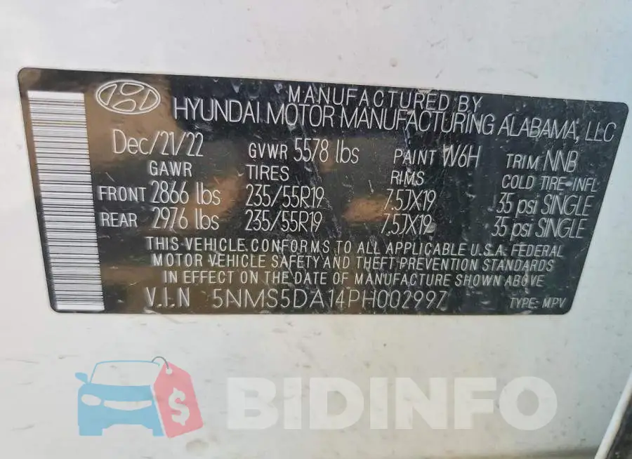 5NMS5DA14PH002997 Photo# 13