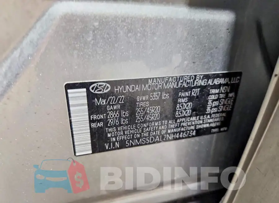 5NMS5DAL2NH446734 Photo# 13