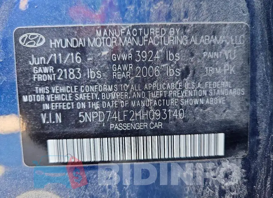 5NPD74LF2HH093140 Photo# 12