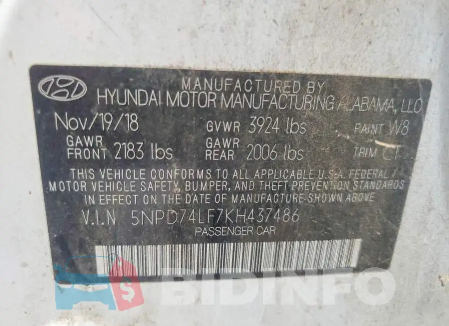 5NPD74LF7KH437486 Photo# 12