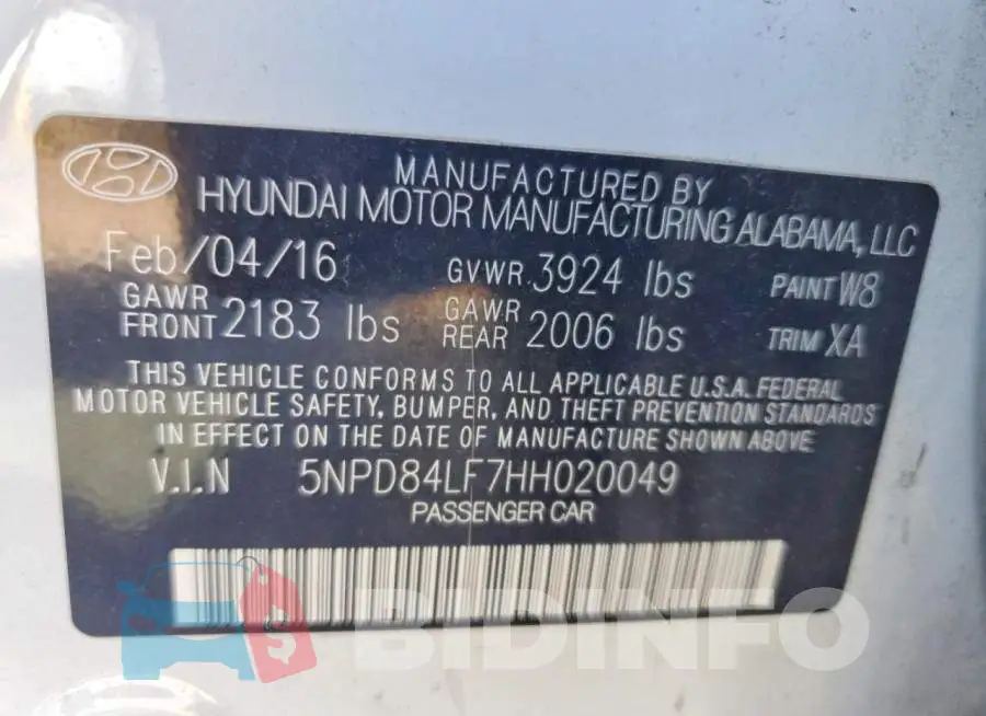 5NPD84LF7HH020049 Photo# 12
