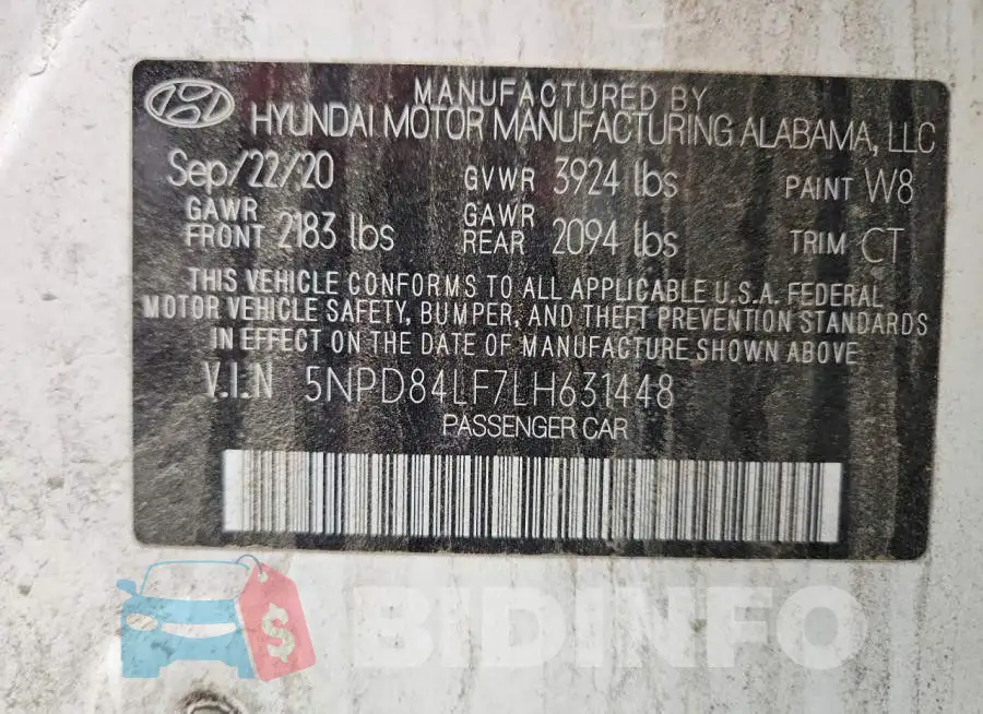 5NPD84LF7LH631448 Photo# 12