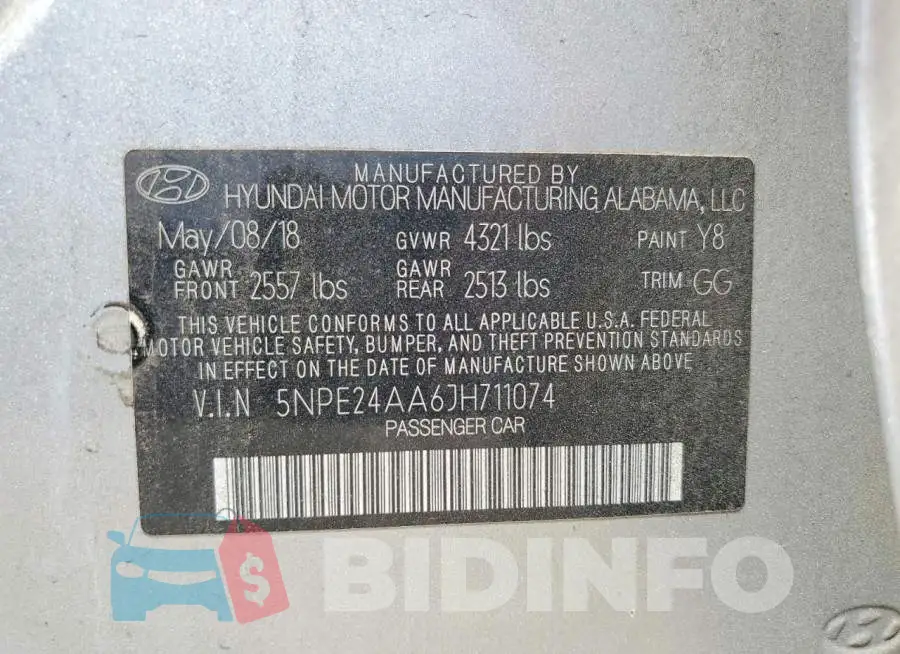 5NPE24AA6JH711074 Photo# 13