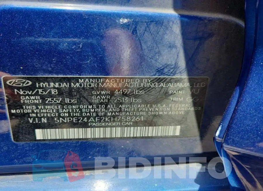 5NPE24AF2KH758261 Photo# 12