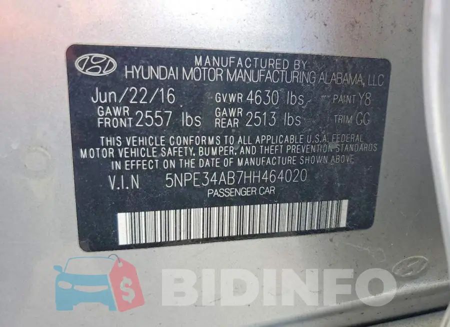 5NPE34AB7HH464020 Photo# 12