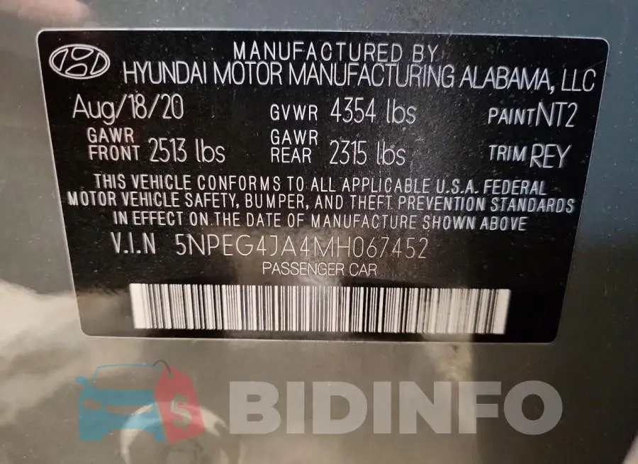 5NPEG4JA4MH067452 Photo# 12