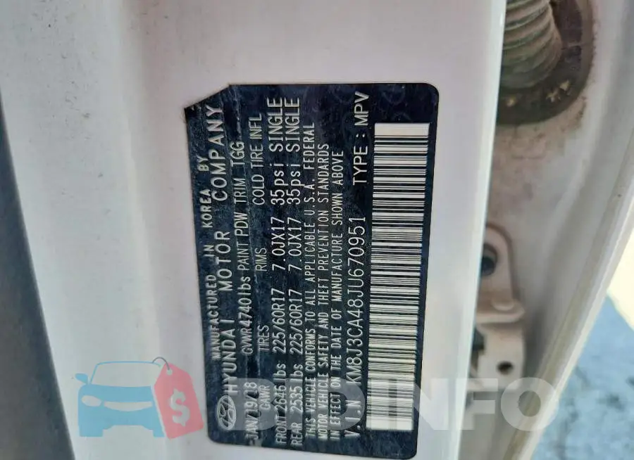 KM8J3CA48JU670951 Photo# 13