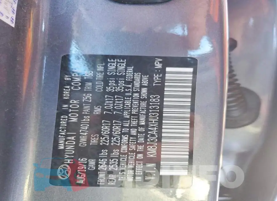 KM8J3CA4XHU313183 Photo# 14