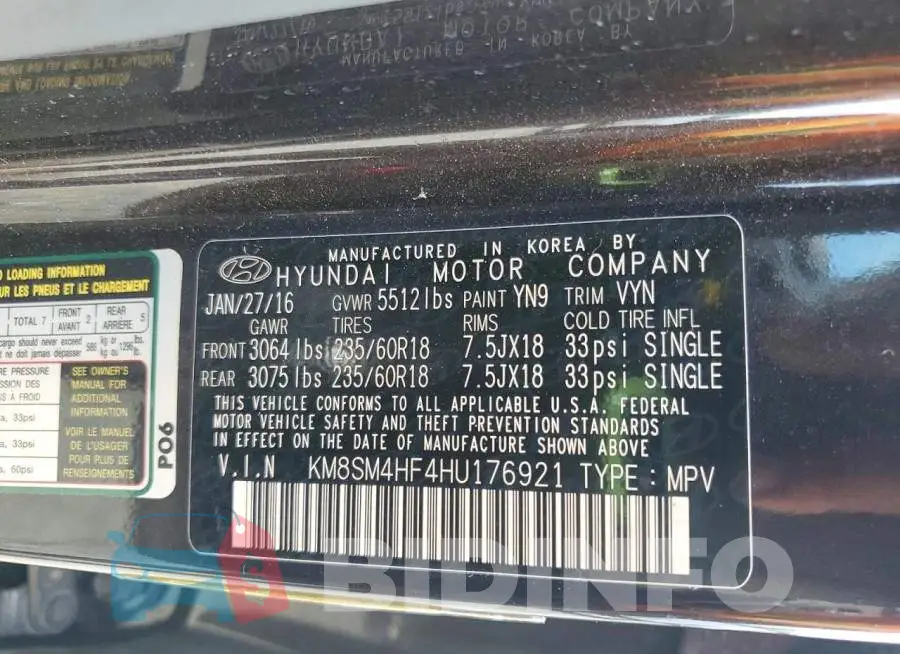 KM8SM4HF4HU176921 Photo# 13