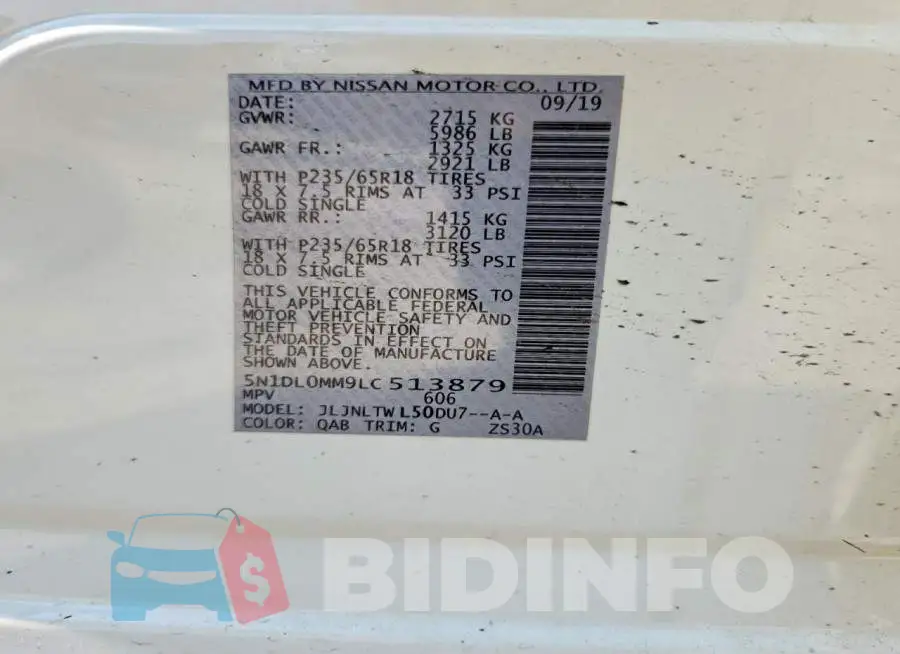 5N1DL0MM9LC513879 Photo# 13