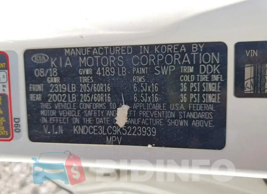 KNDCE3LC9K5223939 Photo# 13