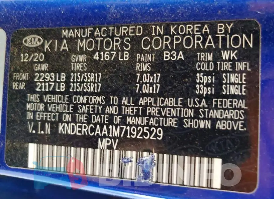 KNDERCAA1M7192529 Photo# 13