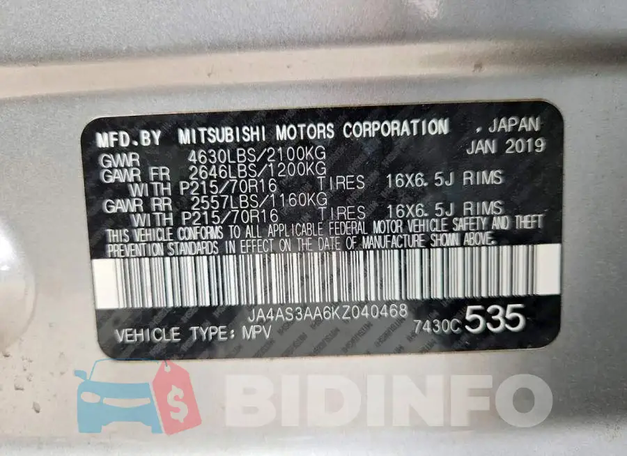 JA4AS3AA6KZ040468 Photo# 13