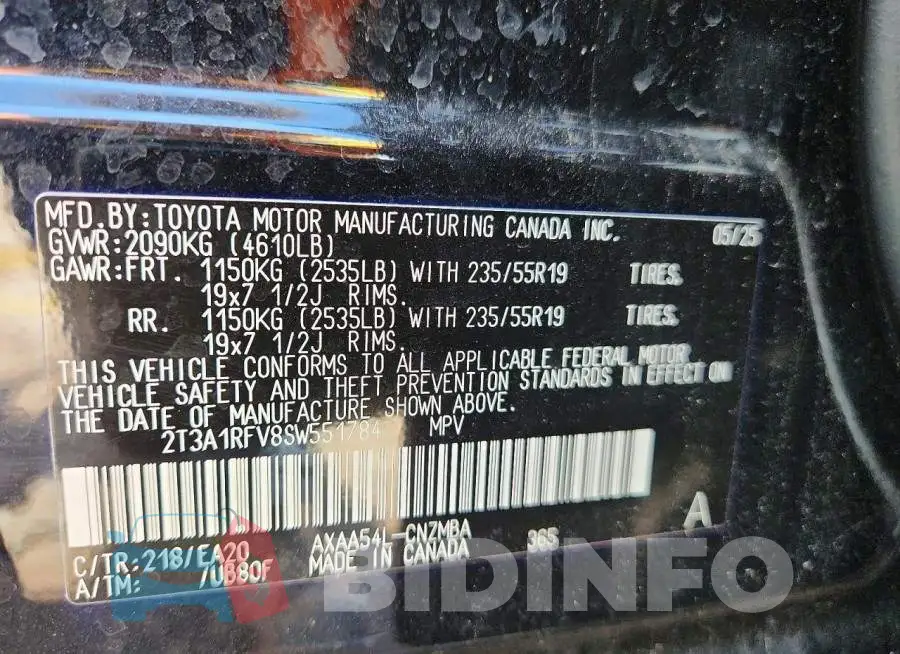2T3A1RFV8SW551784 Photo# 13
