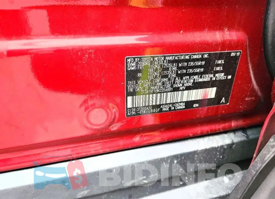 2T3A1RFV9KC054891 Photo# 13
