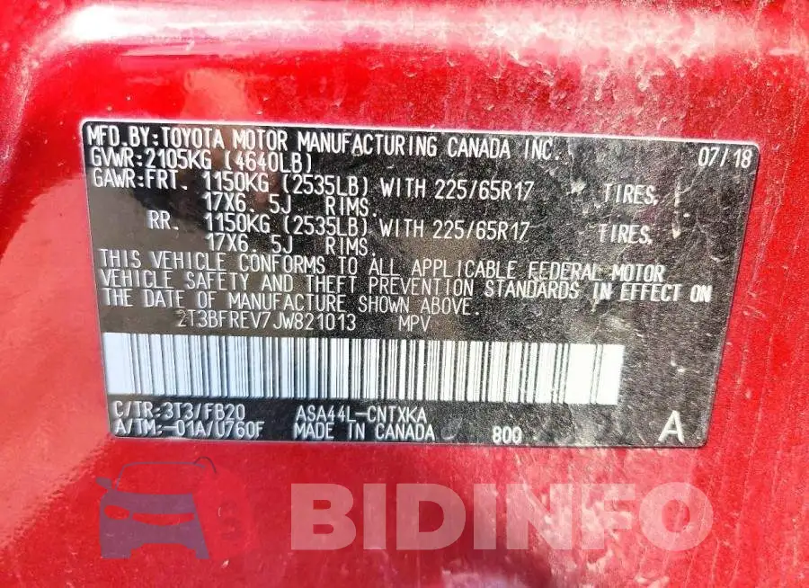 2T3BFREV7JW821013 Photo# 13