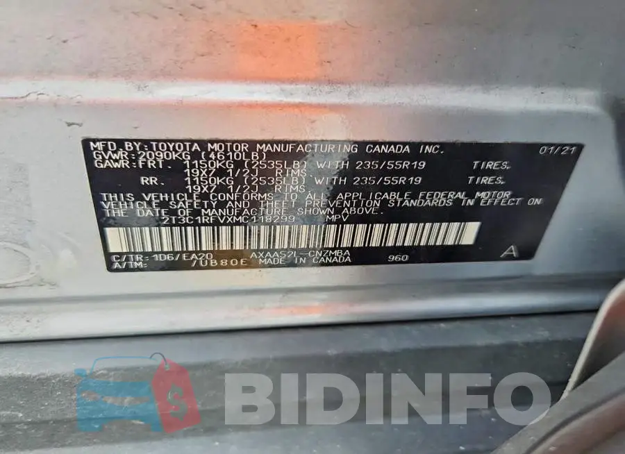 2T3C1RFVXMC118299 Photo# 12