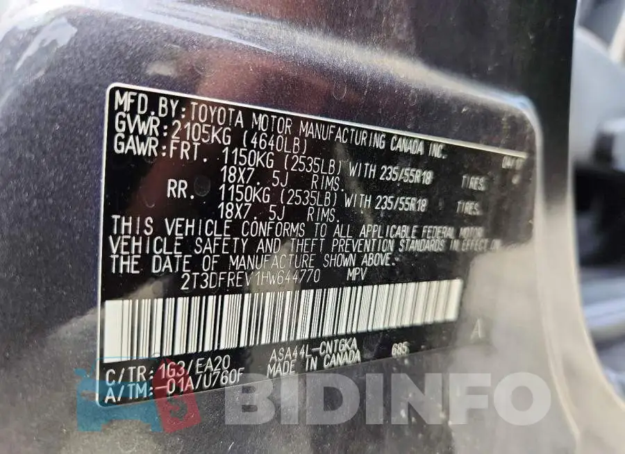2T3DFREV1HW644770 Photo# 13