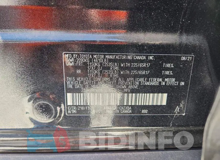 2T3H1RFV7MC159270 Photo# 12