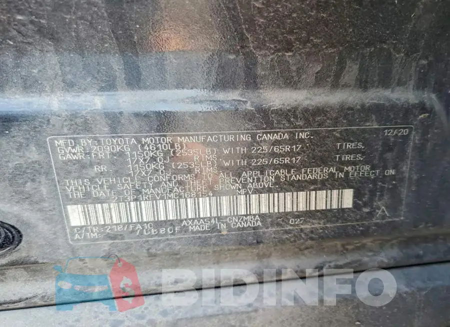 2T3P1RFV1MC168154 Photo# 13