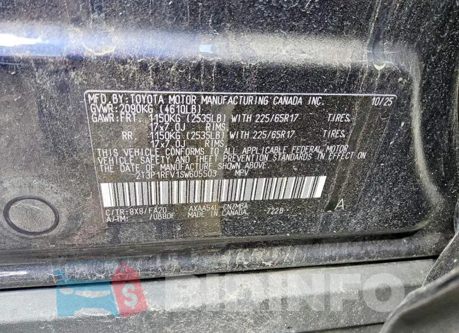 2T3P1RFV1SW605503 Photo# 12