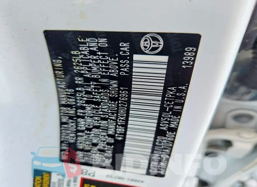 4T1BF1FK0HU276961 Photo# 12