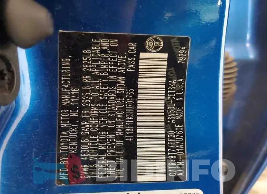 4T1BF1FK5HU704765 Photo# 12