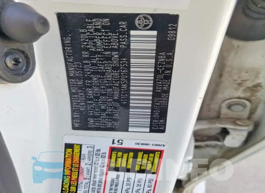 4T1C11AK5PU167534 Photo# 12