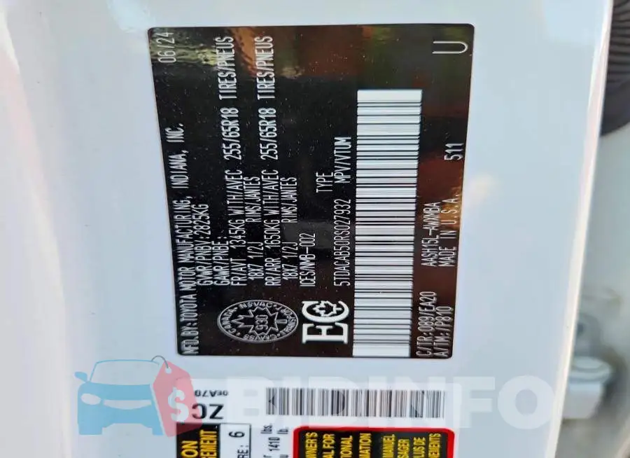 5TDACAB50RS027932 Photo# 14
