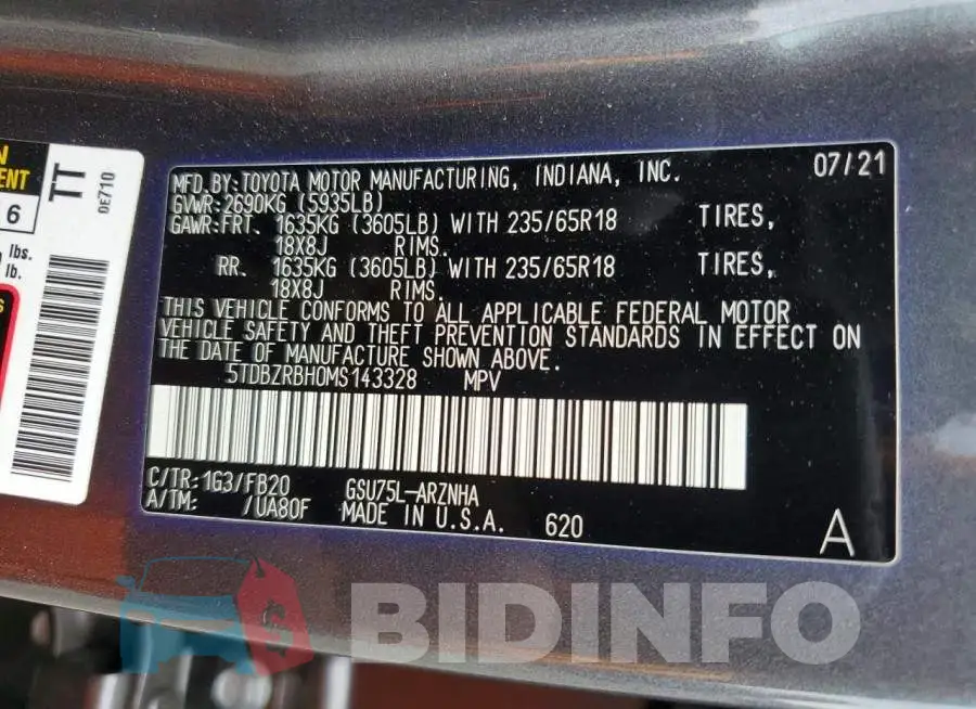 5TDBZRBH0MS143328 Photo# 13