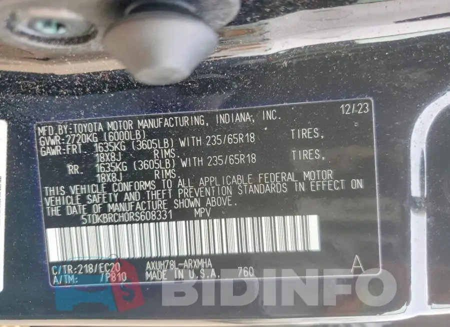 5TDKBRCH0RS608331 Photo# 13