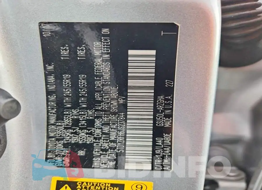 5TDYZRFH6JS237844 Photo# 14
