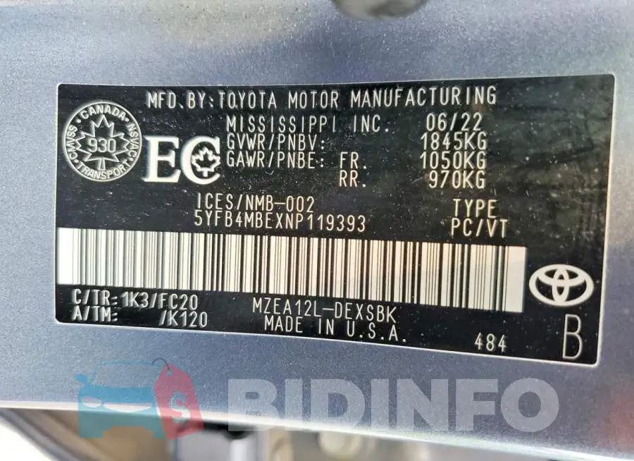 5YFB4MBEXNP119393 Photo# 12