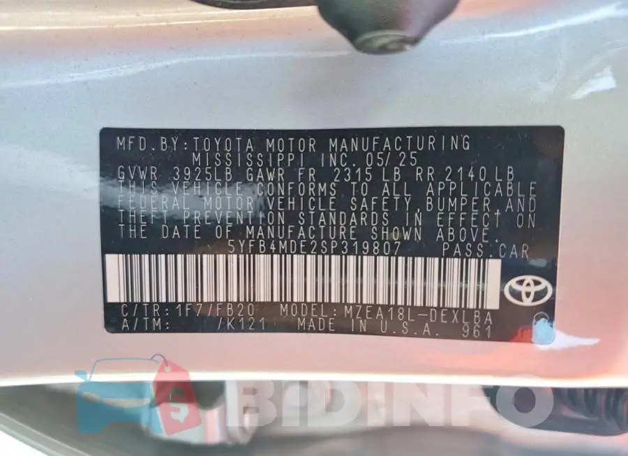 5YFB4MDE2SP319807 Photo# 12