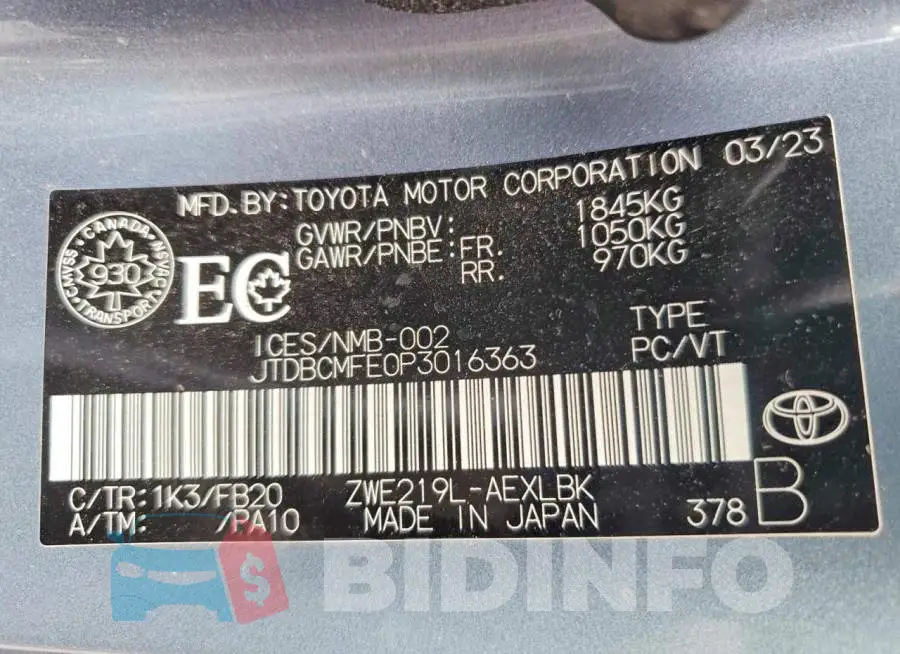JTDBCMFE0P3016363 Photo# 12