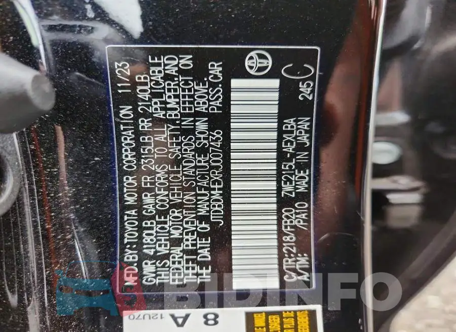 JTDBDMHEXRJ007436 Photo# 13