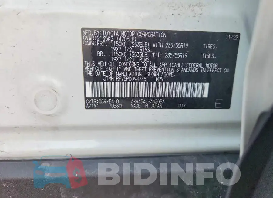 JTMN1RFV5PD094745 Photo# 13