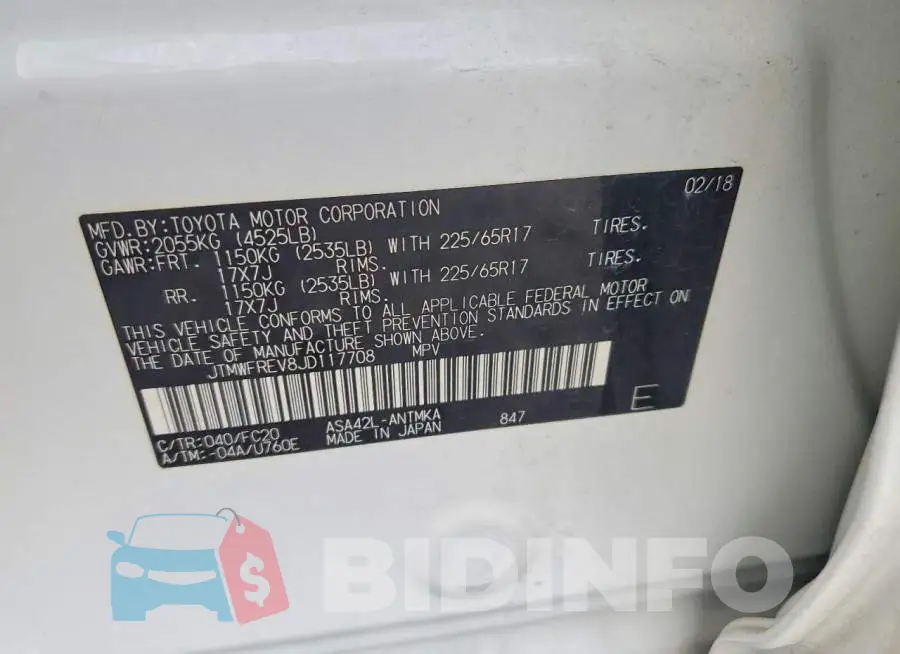 JTMWFREV8JD117708 Photo# 13