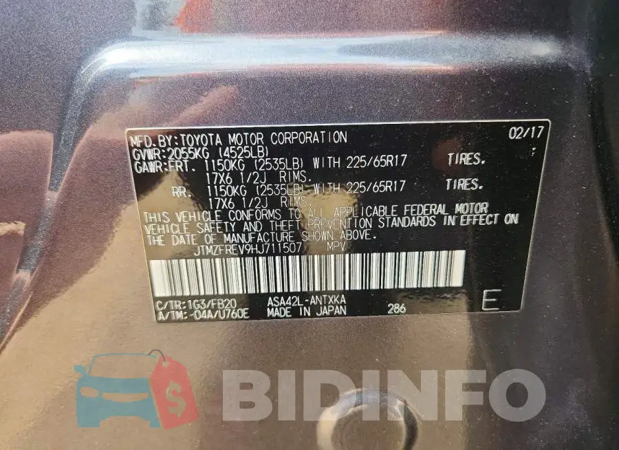 JTMZFREV9HJ711507 Photo# 13