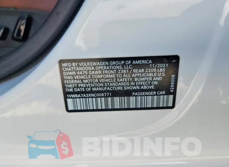 1VWBA7A3XNC006771 Photo# 12