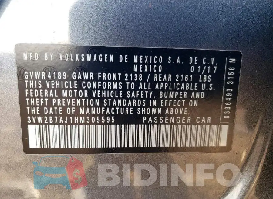 3VW2B7AJ1HM305595 Photo# 12