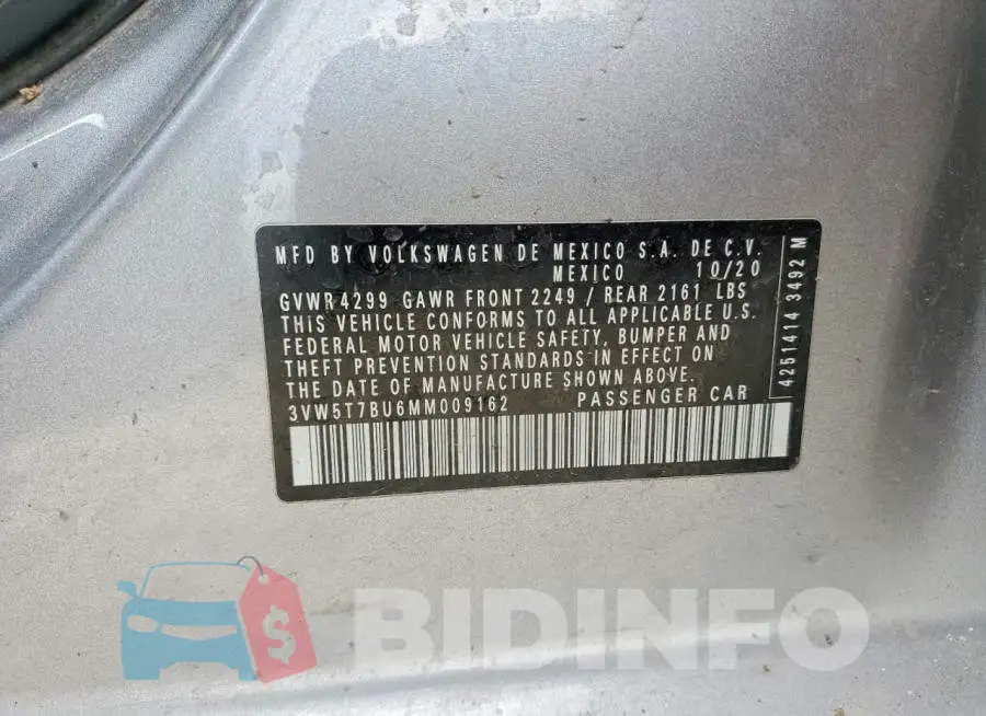 3VW5T7BU6MM009162 Photo# 13