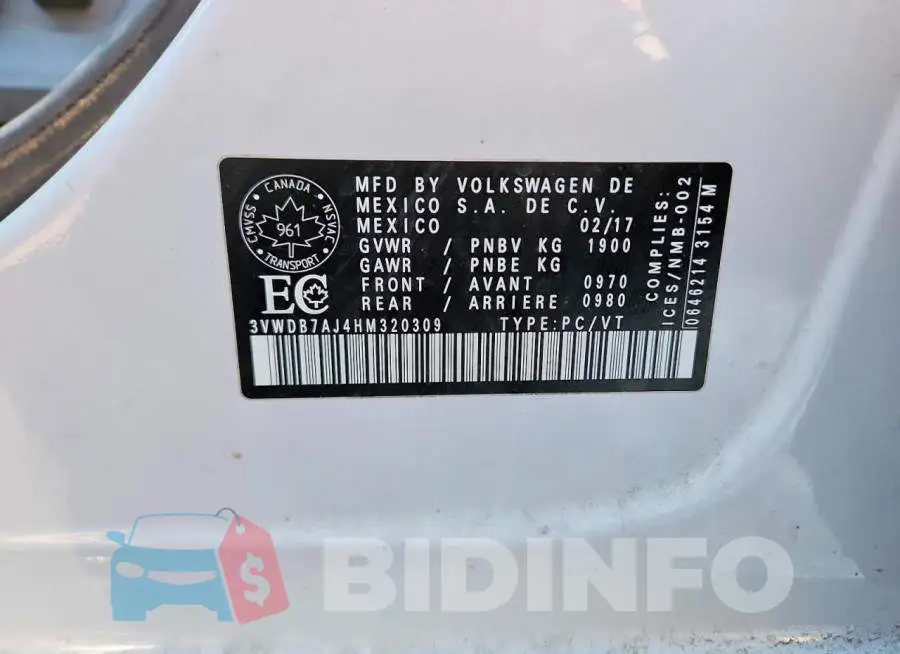 3VWDB7AJ4HM320309 Photo# 12