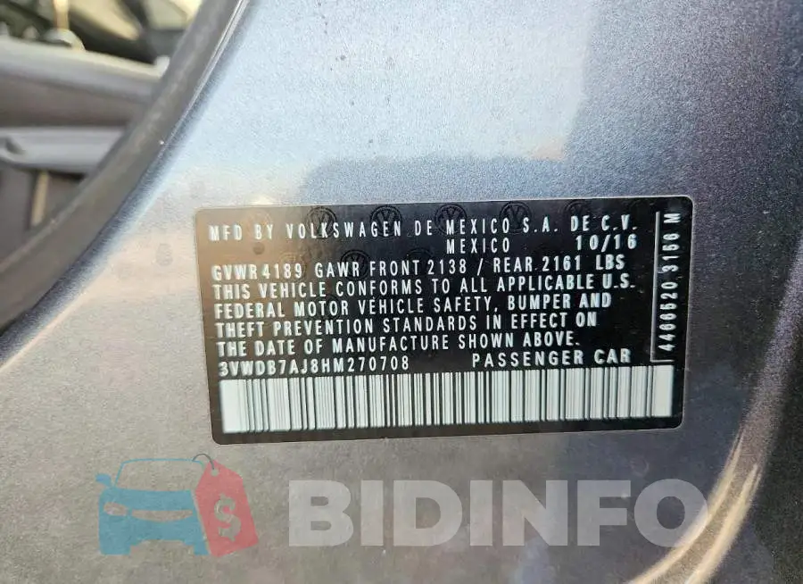 3VWDB7AJ8HM270708 Photo# 13